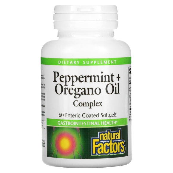 Natural Factors, Peppermint + Oregano Oil Enteric, 60 Softgels - 068958035161 | Hilife Vitamins