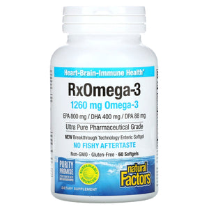 Natural Factors, RxOmega-3, 630 mg, 60 Softgels - 068958035482 | Hilife Vitamins