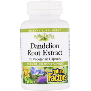Natural Factors, HerbalFactors Dandelion Root Extract, 90 Vegetarian Capsules - 068958045016 | Hilife Vitamins