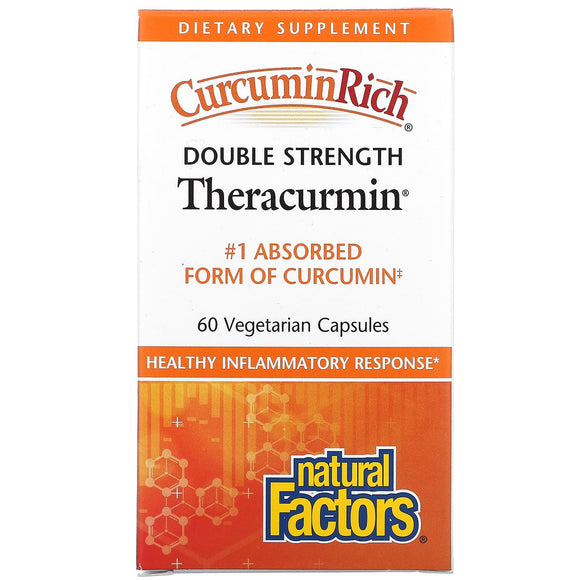 Natural Factors, CurcuminRich, Double Strength Theracurm, 60 Vegetarian Capsules - 068958045443 | Hilife Vitamins