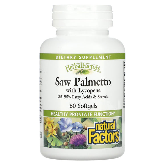 Natural Factors, HerbalFactors, Saw Palmetto with Lycope, 60 Softgels - 068958045511 | Hilife Vitamins