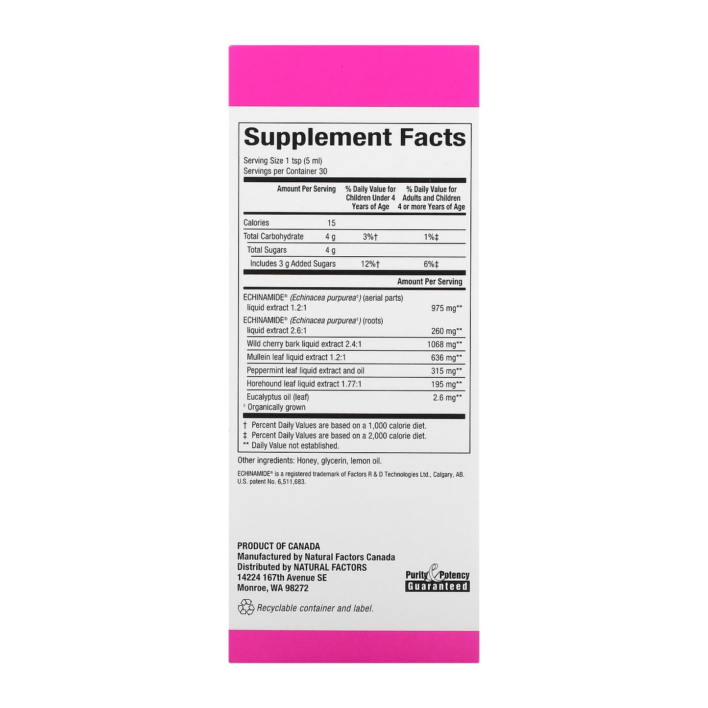 Natural Factors, Patented Echinamide Active Support, Hon, 5 Oz - [product_sku] | HiLife Vitamins