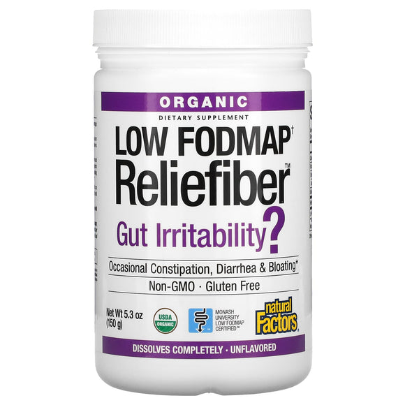 Natural Factors, Organic Low Fodmap Reliefiber, Unflavor, 5.3 oz - 068958049915 | Hilife Vitamins