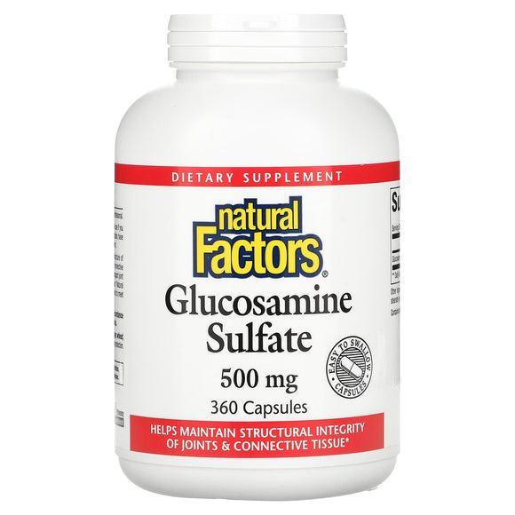 Natural Factors, Glucosamine Sulfate, 500 mg, 360 Capsules - 068958265612 | Hilife Vitamins