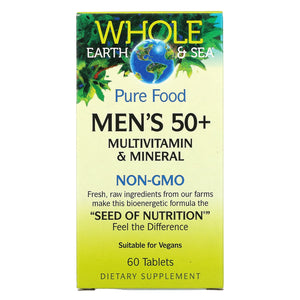 Natural Factors, Whole Earth & Sea Men's 50+ Multivitamin & Mineral, 60 Tablets - 068958355030 | Hilife Vitamins