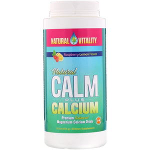 Natural Vitality, Calm Plus Calcium Rasp/Lem, 16 Oz - 875534001461 | Hilife Vitamins