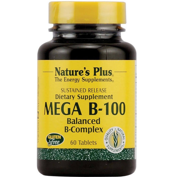 Nature’s Plus, Mega B-100 Complex S/R, 60 Tablets - 097467014305 | Hilife Vitamins