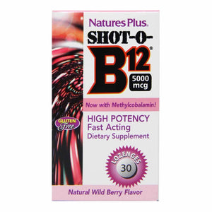 Nature’s Plus, Shot-O-B12 5,000 Mcg, 30 Lozenges - 097467017337 | Hilife Vitamins