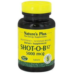 Nature’s Plus, Shot-O-B12 5,000 Mcg S/R, 30 Tablets - 097467017351 | Hilife Vitamins