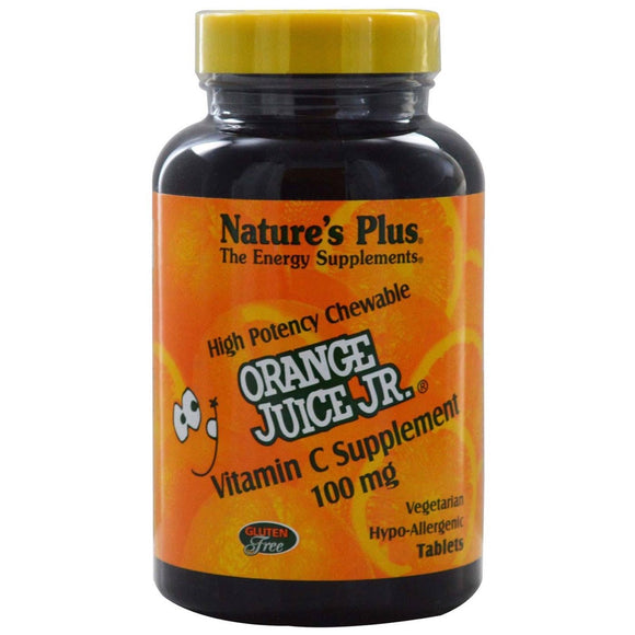 Nature’s Plus, Orange Juice Jr 100 mg, 90 Chewables - 097467024717 | Hilife Vitamins