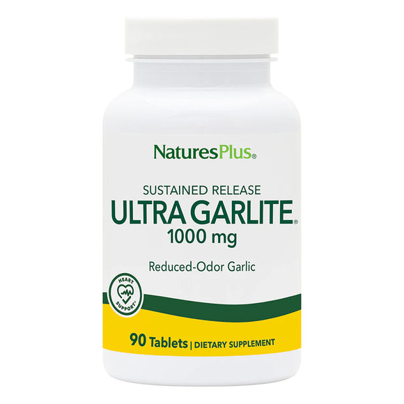 Nature’s Plus, Ultra Garlite 1000 mg S/R, 90 Tablets - 097467039643 | Hilife Vitamins