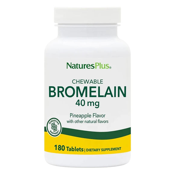 Nature’s Plus, Bromelain 40 mg, 180 Chewables - 097467044005 | Hilife Vitamins