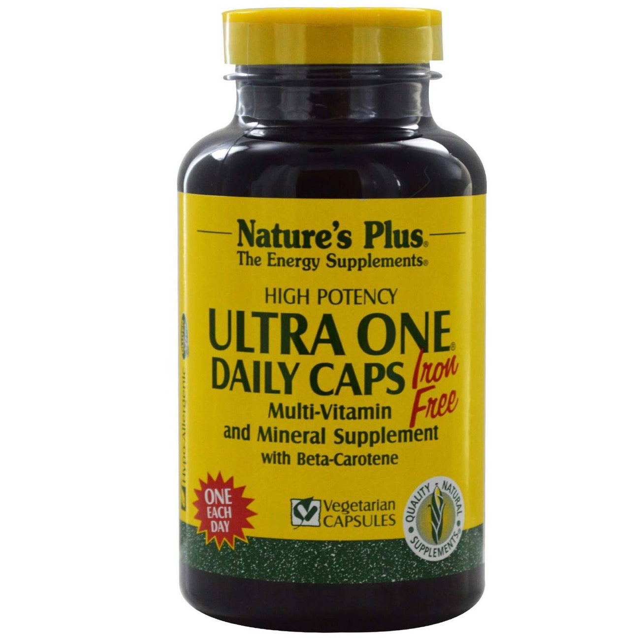 Nature’s Plus, Ultra One Daily, Iron Free, Multivitamin & Mineral, 60 Vegetarian Capsules UPC 097467300811 | HiLife Vitamins