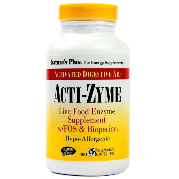 Nature’s Plus, Acti-Zyme, Activated Digestion Aid, 180 Vegan Capsules - 097467445413 | Hilife Vitamins
