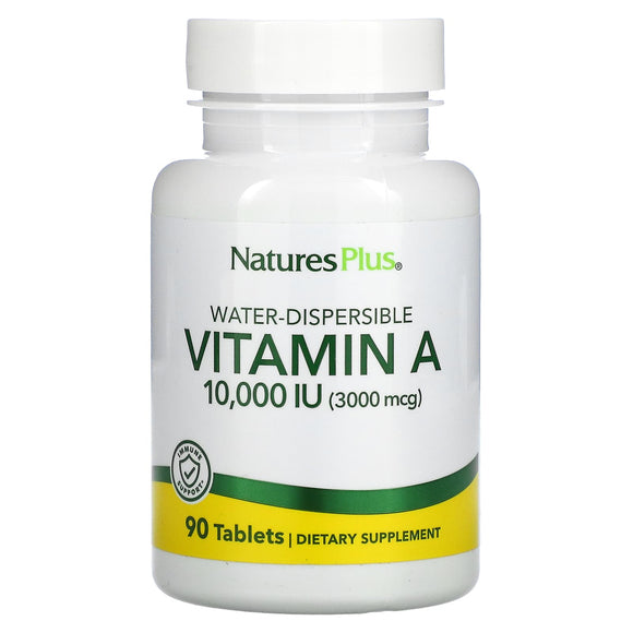 Nature’s Plus, Water-Dispersible Vitamin A, 10,000 IU (3,000 mcg), 90 Tablets - 097467009813 | Hilife Vitamins