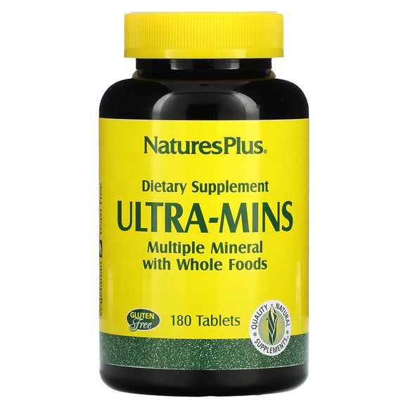 Nature’s Plus, Ultra-Mins, Multiple Mineral with Whole Foods, 180 Tablets - 097467033016 | Hilife Vitamins