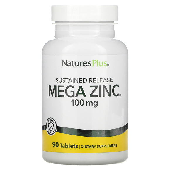 Nature’s Plus, Sustained Release Mega Zinc, 100 mg, 90 Tablets - 097467036604 | Hilife Vitamins