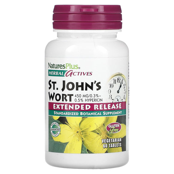 Nature’s Plus, St. John's Wort Extended Release 450 mg, 60 Tablets - 097467073500 | Hilife Vitamins