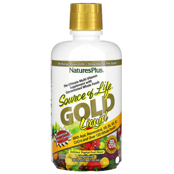 Nature’s Plus, Source of Life, Gold Liquid, Tropical Fruit, 30 Oz - 097467307018 | Hilife Vitamins