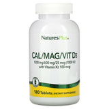 Nature’s Plus, Cal/Mag/Vit D3 with Vitamin K2, 180 Tablets - 097467336476 | Hilife Vitamins
