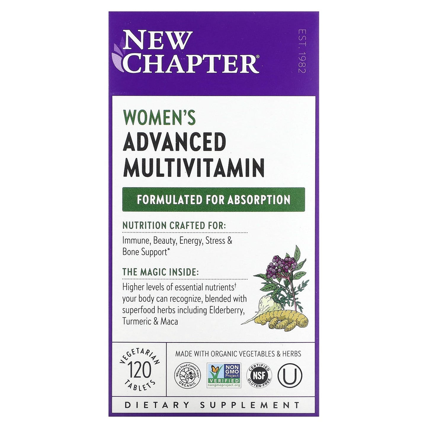 New Chapter, Women's Advanced Multivitamin, 120 Vegetarian Tablets UPC 727783003041 | HiLife Vitamins