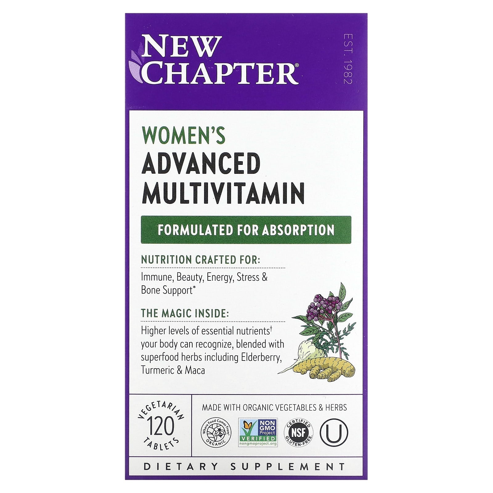New Chapter, Women's Advanced Multivitamin, 120 Vegetarian Tablets UPC 727783003041 | HiLife Vitamins