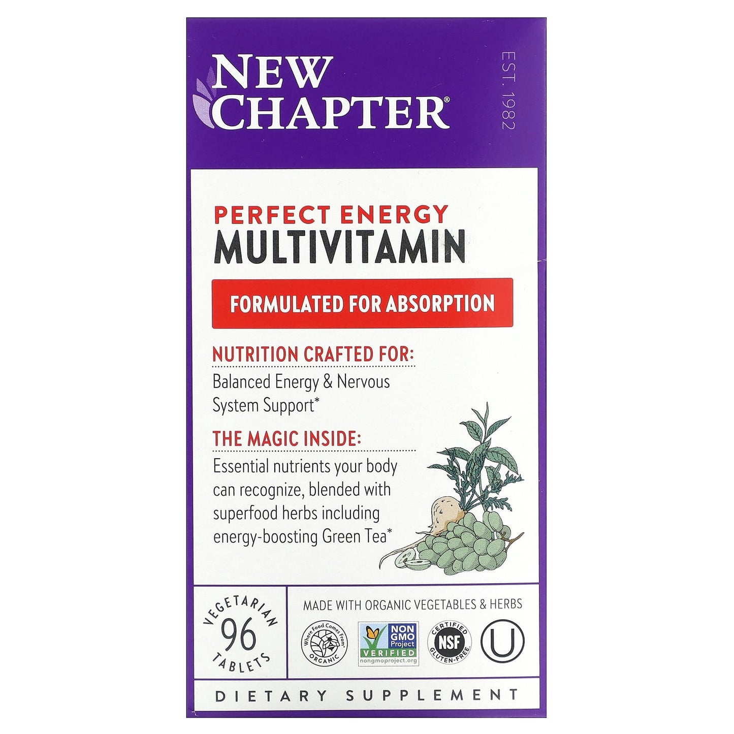 New Chapter, Perfect Energy, 96 Tablets UPC 727783003423 | HiLife Vitamins