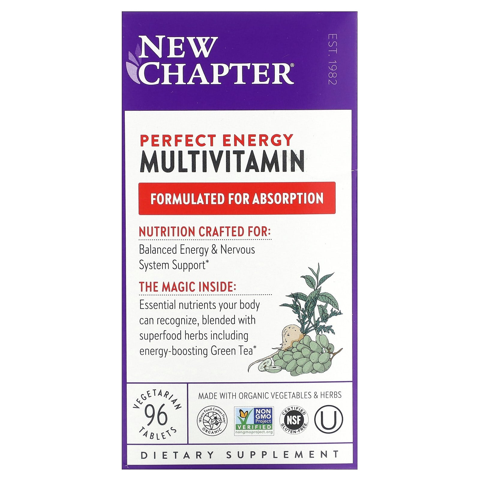 New Chapter, Perfect Energy, 96 Tablets UPC 727783003423 | HiLife Vitamins