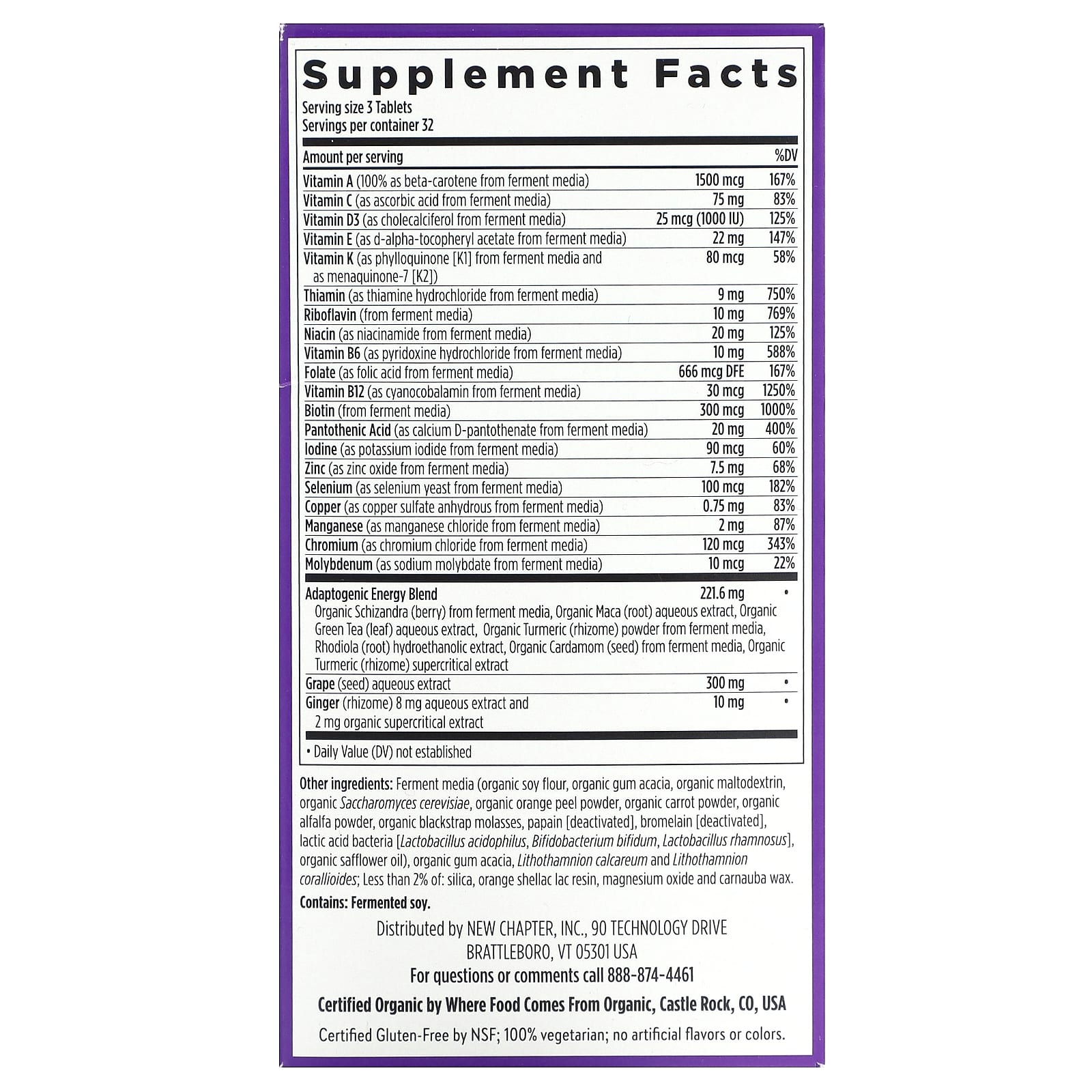 New Chapter, Perfect Energy, 96 Tablets UPC 727783003423 | HiLife Vitamins