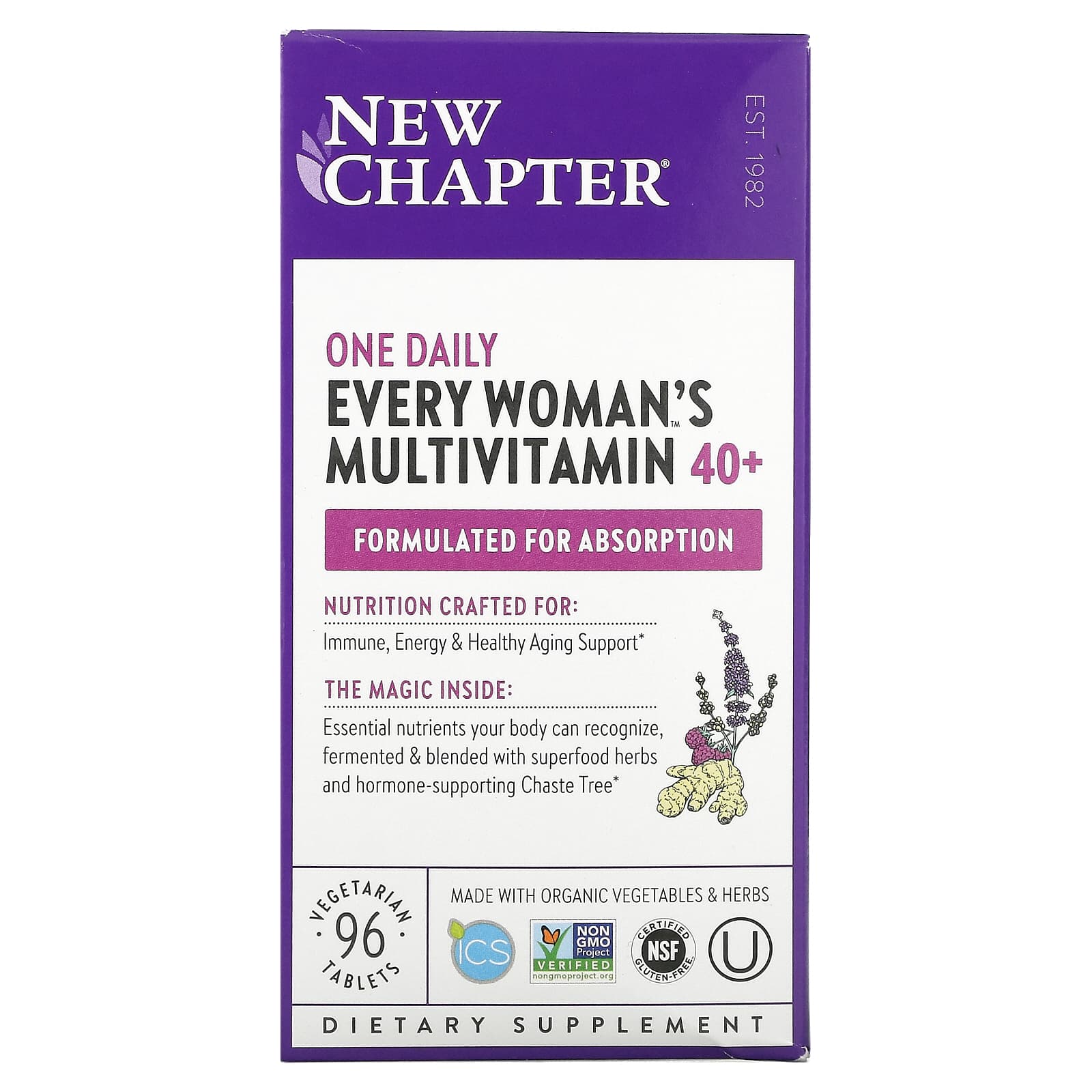 New Chapter, One Daily, Every Woman’s Multivitamin 40+, 96 Tablets UPC 727783003645 | HiLife Vitamins