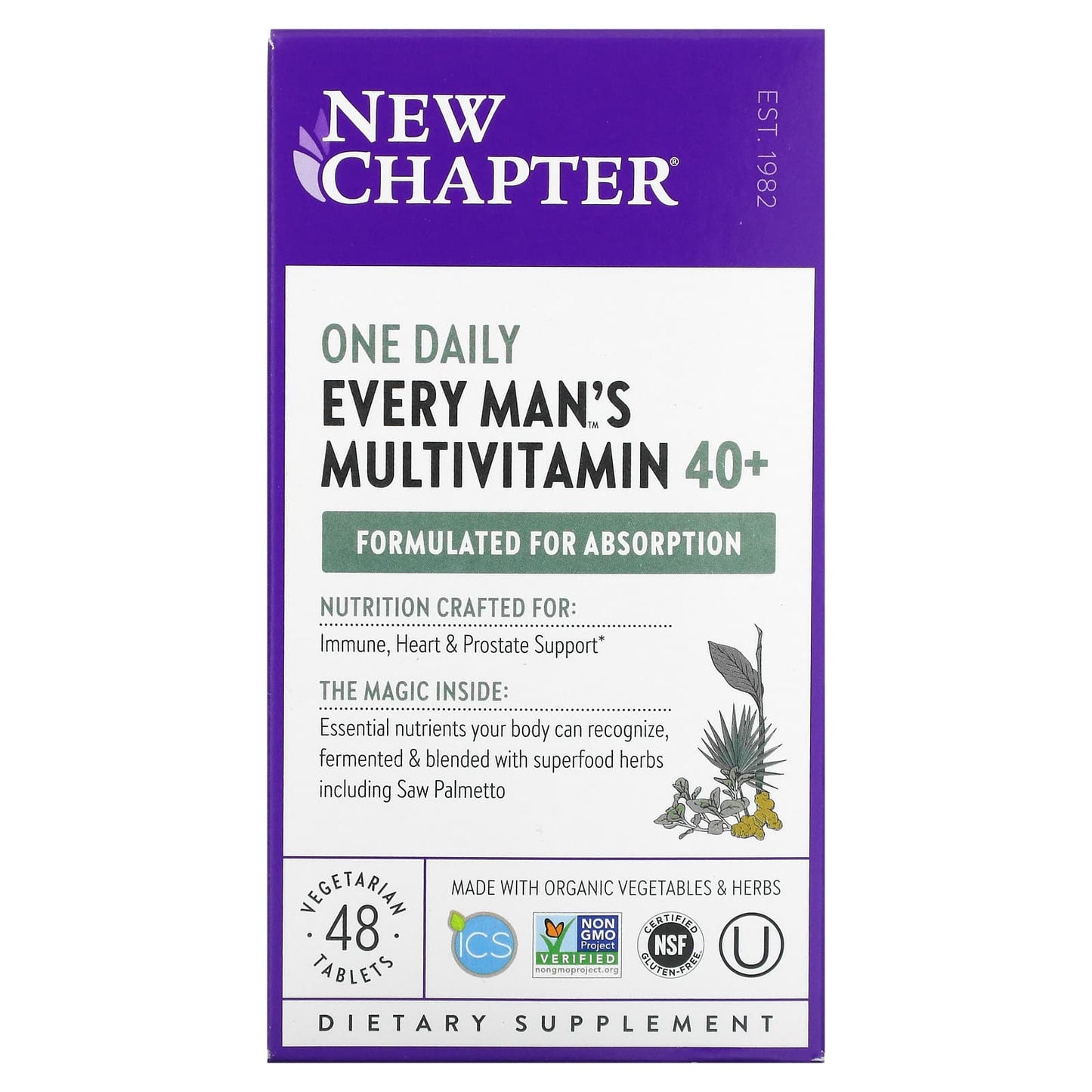 New Chapter, Every Mans One Daily 40+, 48 Tablets UPC 727783003706 | HiLife Vitamins