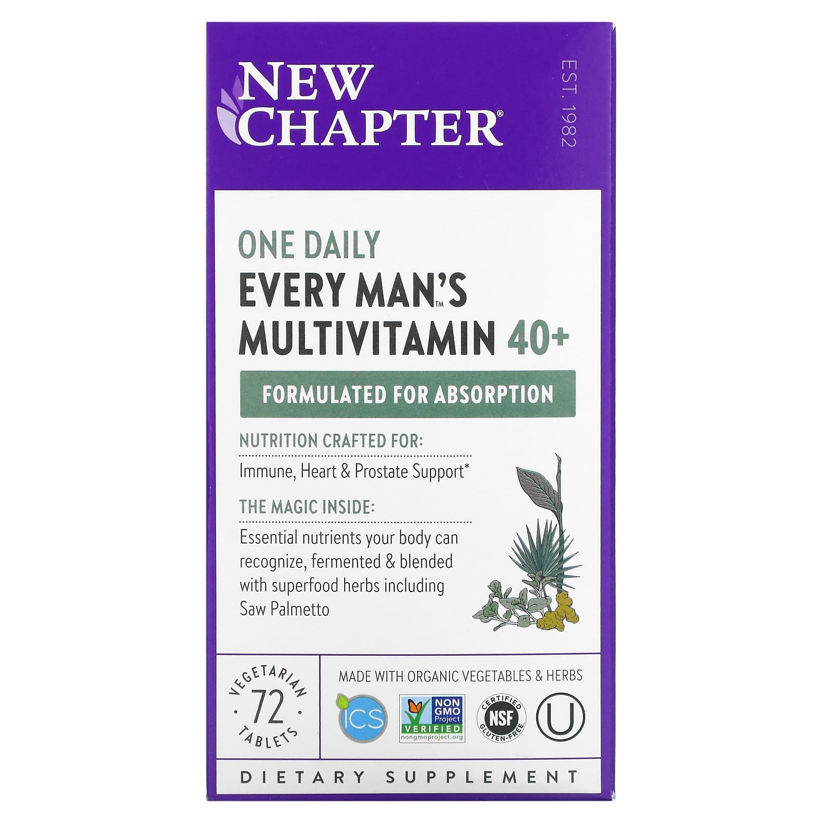 New Chapter, Every Mans One Daily 40+, 72 Tablets UPC 727783003713 | HiLife Vitamins