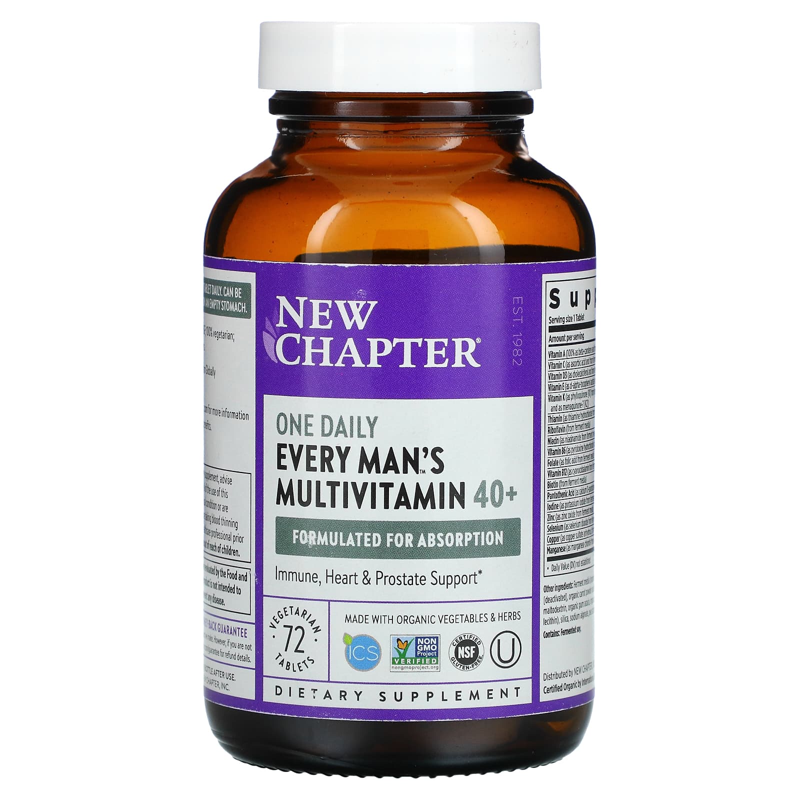 New Chapter, Every Mans One Daily 40+, 72 Tablets UPC 727783003713 | HiLife Vitamins