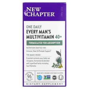 New Chapter, Every Man's One Daily 40+, 96 Tablets - 727783003737 | Hilife Vitamins