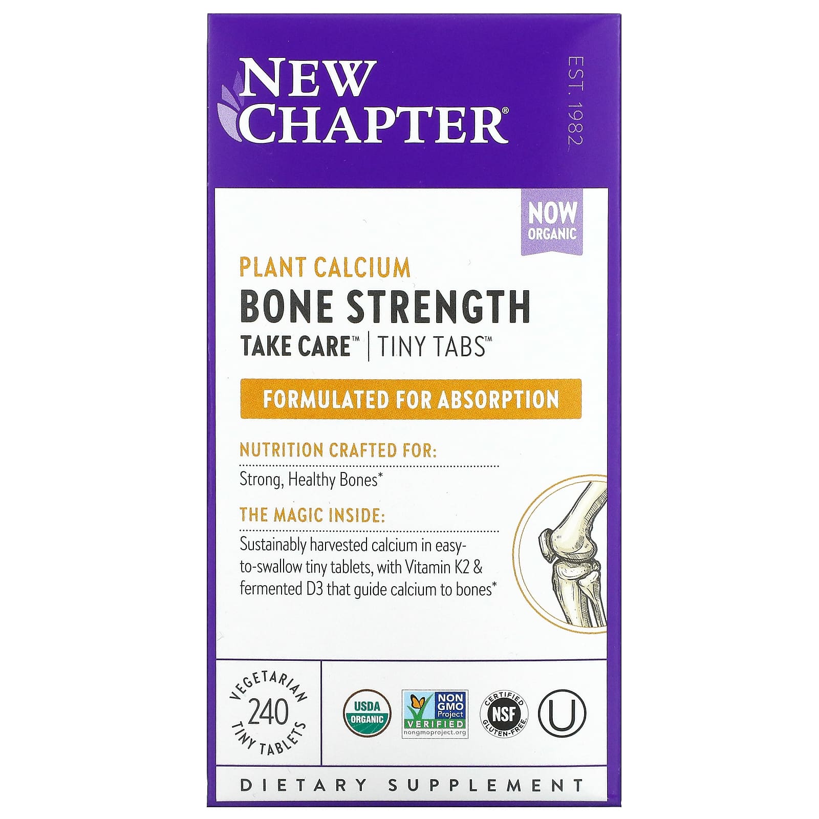 New Chapter, Bone Strength Take Care, Tiny Tablets, Plant Calcium, 240 Tablets UPC 727783004130 | HiLife Vitamins