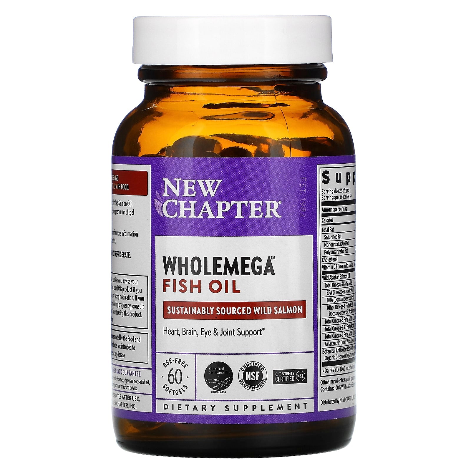 New Chapter, Wholemega 1,000 mg, 60 Softgels UPC 727783050021 | HiLife Vitamins