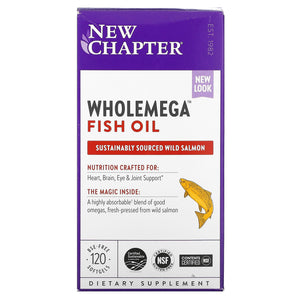 New Chapter, Wholemega 1,000 mg, 120 Softgels - 727783050038 | Hilife Vitamins