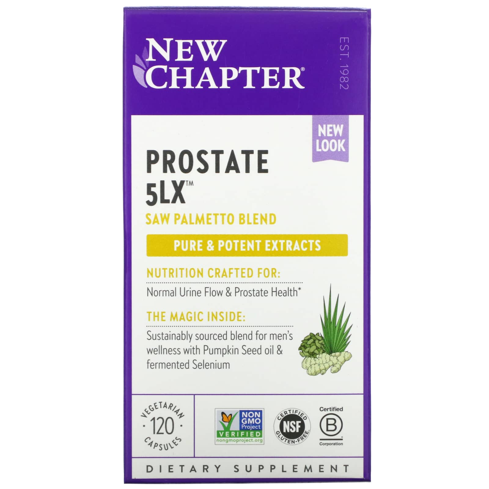 New Chapter, Prostate 5LX, Saw Palmetto Blend, 120 Vegetarian Capsules UPC 727783900685 | HiLife Vitamins