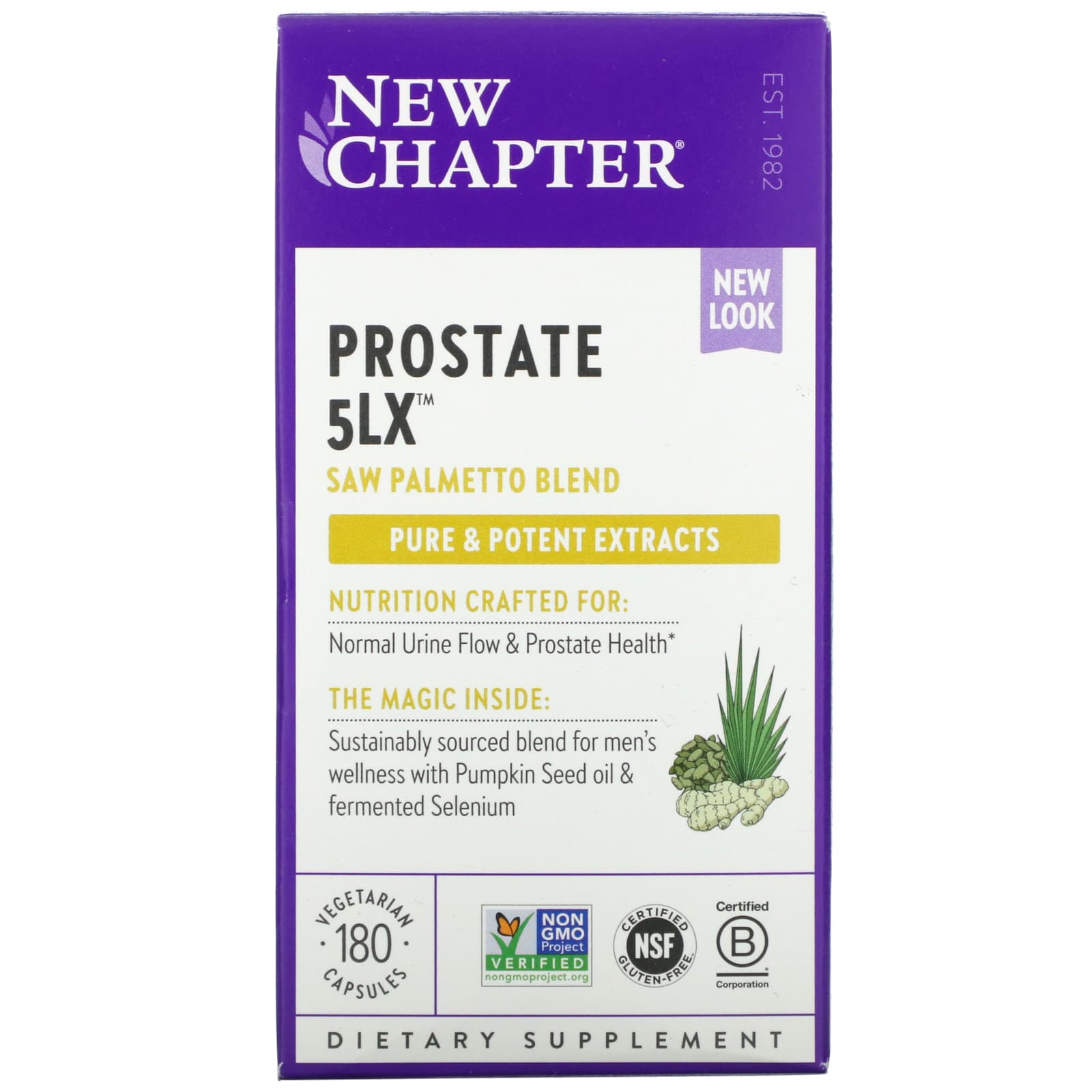 New Chapter, Prostate 5lx, 180 Vegetarian Capsules UPC 727783900692 | HiLife Vitamins