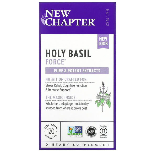 New Chapter, Holy Basil Force, 120 Vegetarian Capsules - 727783900890 | Hilife Vitamins