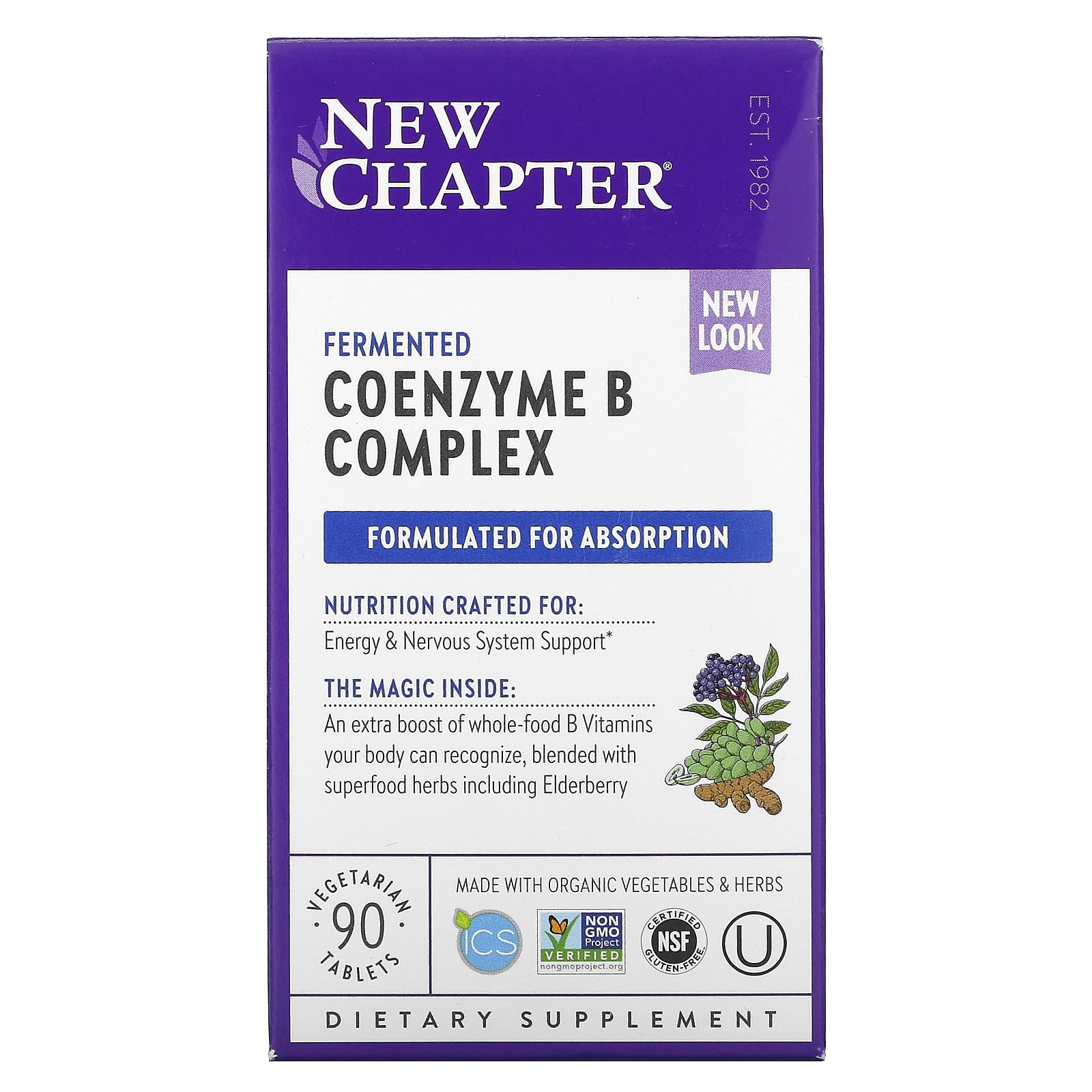 New Chapter, Fermented Coenzyme B Complex, 90 Vegetarian Tablets UPC 727783901149 | HiLife Vitamins