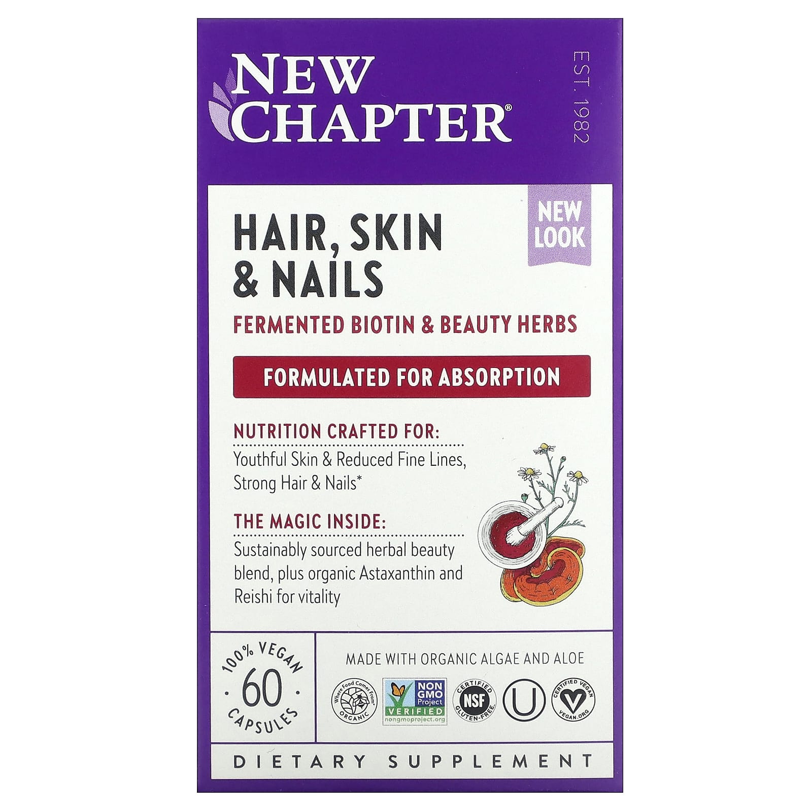 New Chapter, Hair Skin Nails, 60 Vegan Capsules UPC 727783901170 | HiLife Vitamins