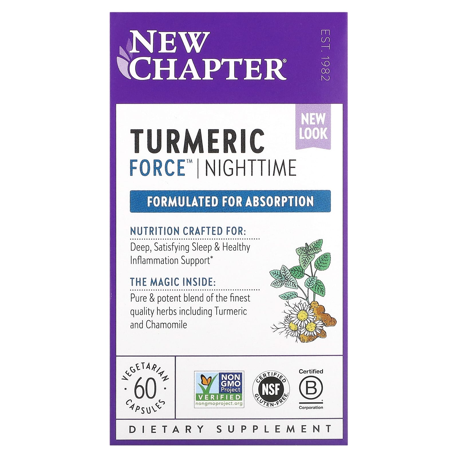 New Chapter, Turmeric Force Nighttime, 60 Capsules UPC 727783901224 | HiLife Vitamins
