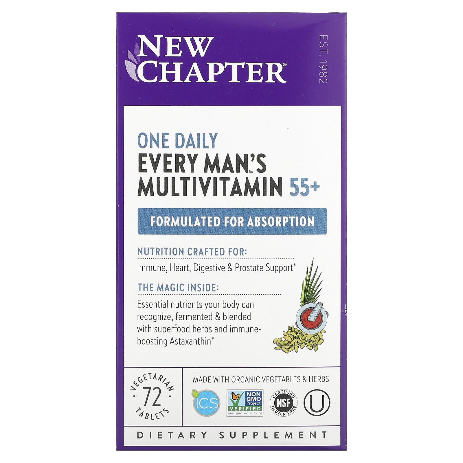 New Chapter, One Daily, Every Man’s Multivitamin 55+, 72 Tablets UPC 727783901286 | HiLife Vitamins
