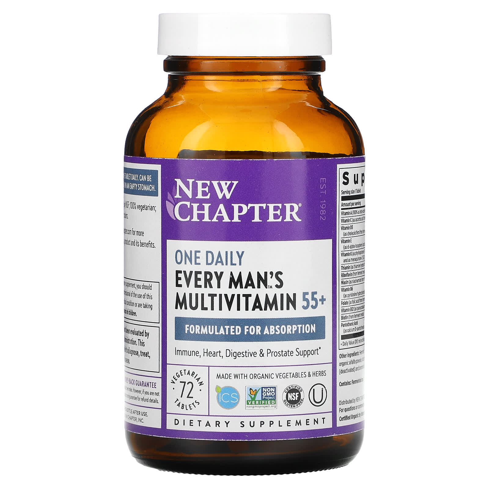 New Chapter, One Daily, Every Man’s Multivitamin 55+, 72 Tablets UPC 727783901286 | HiLife Vitamins