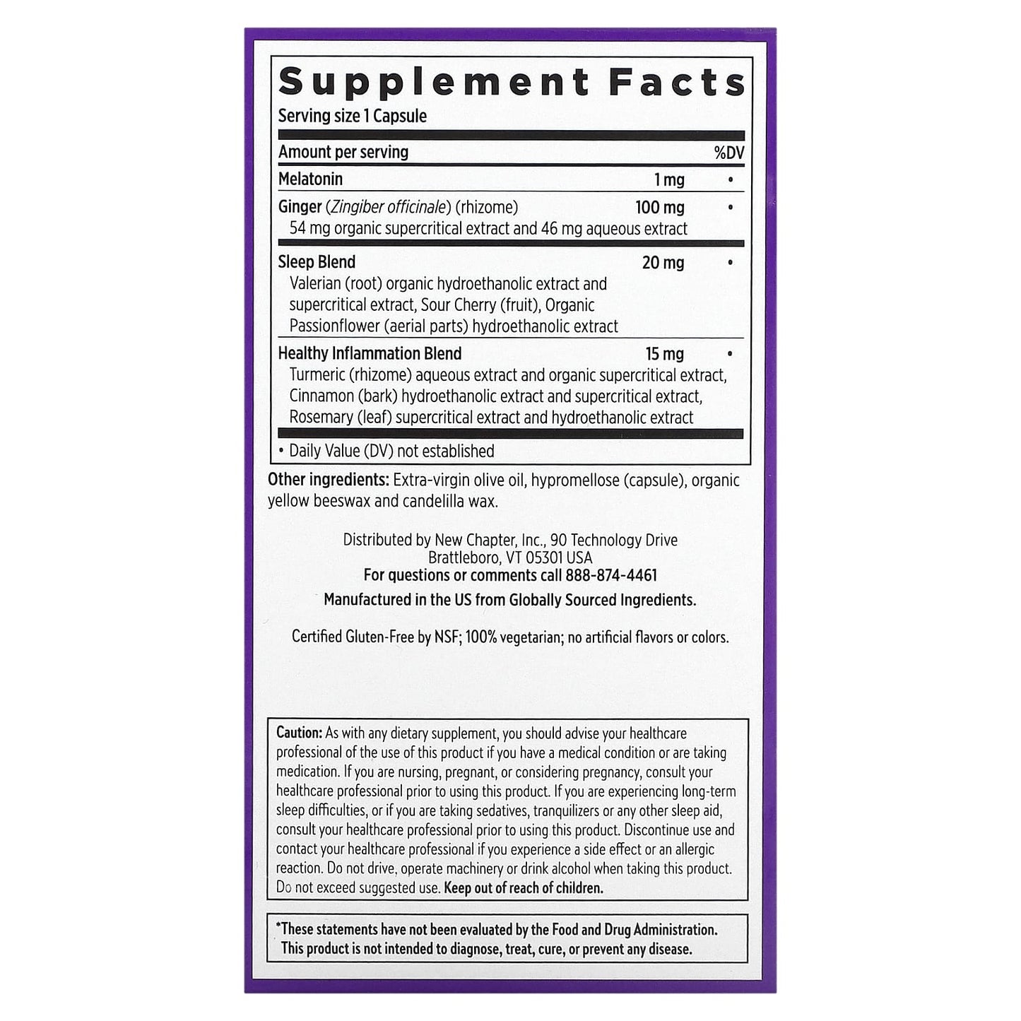New Chapter, Restful Sleep + Pain, 30 Vegetarian Capsules UPC 727783903433 | HiLife Vitamins