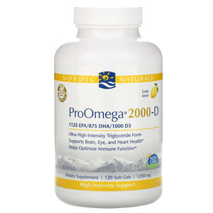Nordic Naturals, ProOmega 2000-D, Lemon, 1,250 mg, 120 Soft Gels - [product_sku] | HiLife Vitamins