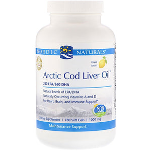 Nordic Naturals, Arctic Cod Liver Oil Lemon, 180 Softgels - 768990578847 | Hilife Vitamins
