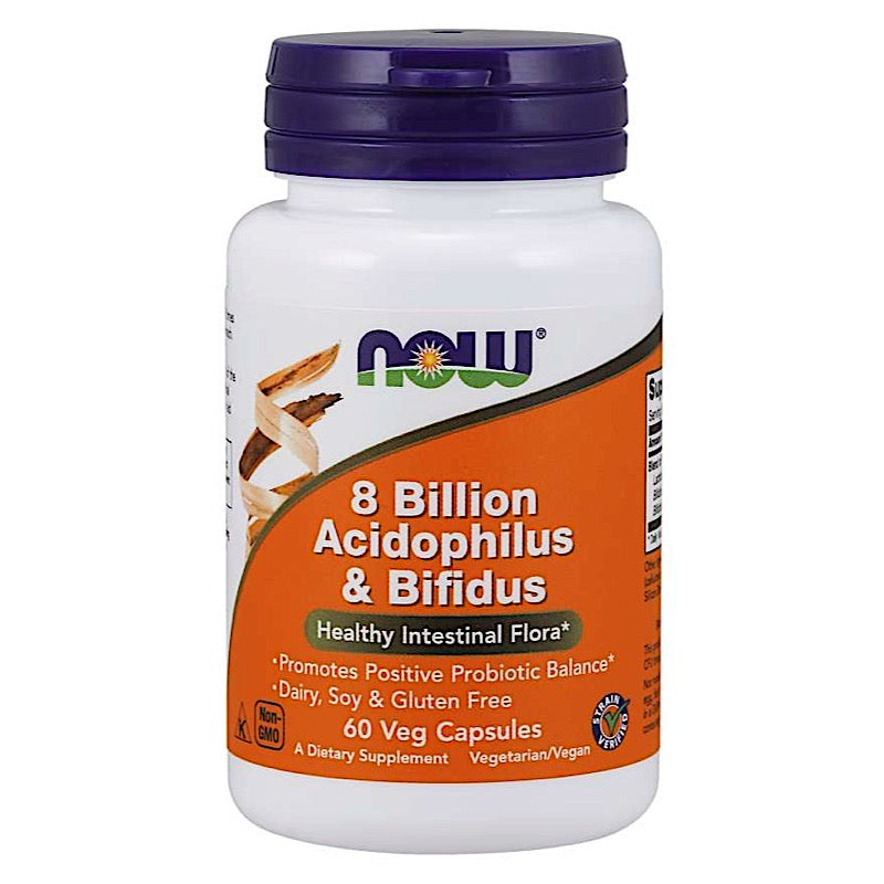 Now Foods, Acidophilus & Bifidus 8 Billion, 60 Veg Capsules - 733739029300 | Hilife Vitamins