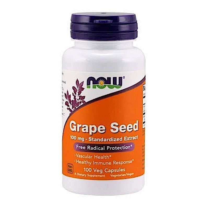 Now Foods, Grape Seed Anti 100 mg, 100 Veg Capsules - 733739032485 | Hilife Vitamins